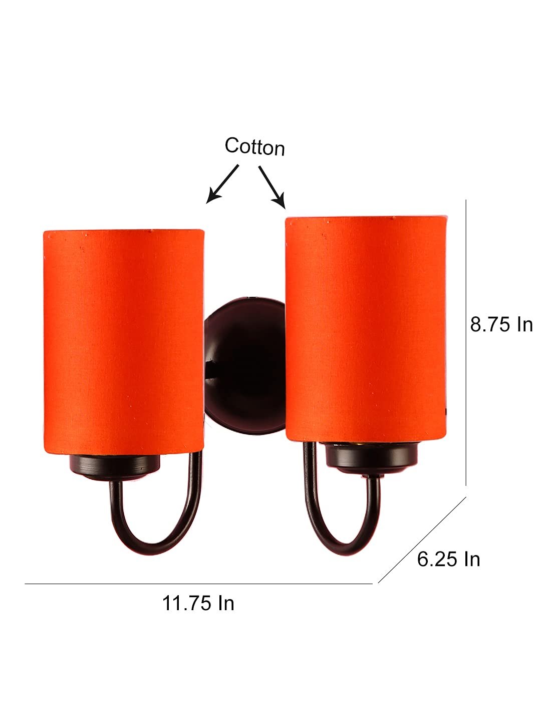 Orange Cotton Double Wall Mounted lamp with Black Base