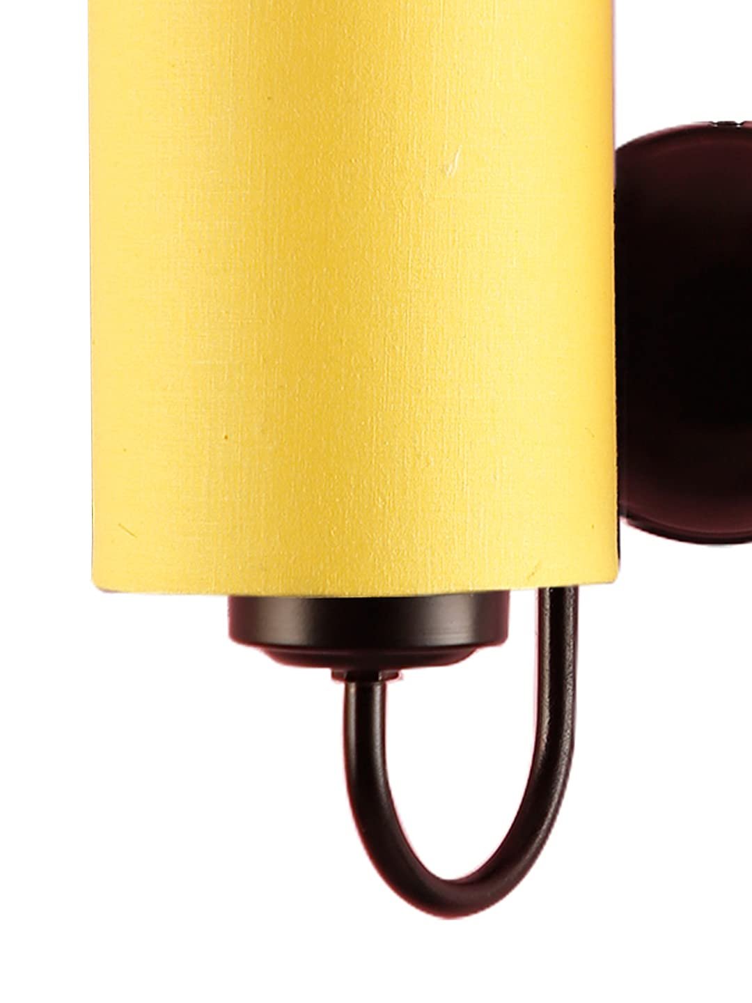 Yellow Cotton Double Wall Mounted lamp with Black Base
