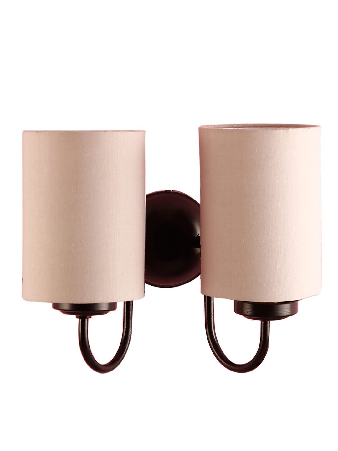 Grey Cotton Double Wall Mounted lamp with Black Base