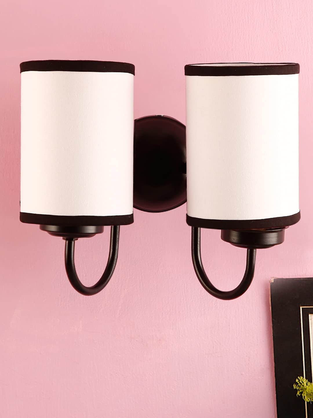 Multicolor Cotton Double Wall Mounted lamp with Black Base,V53