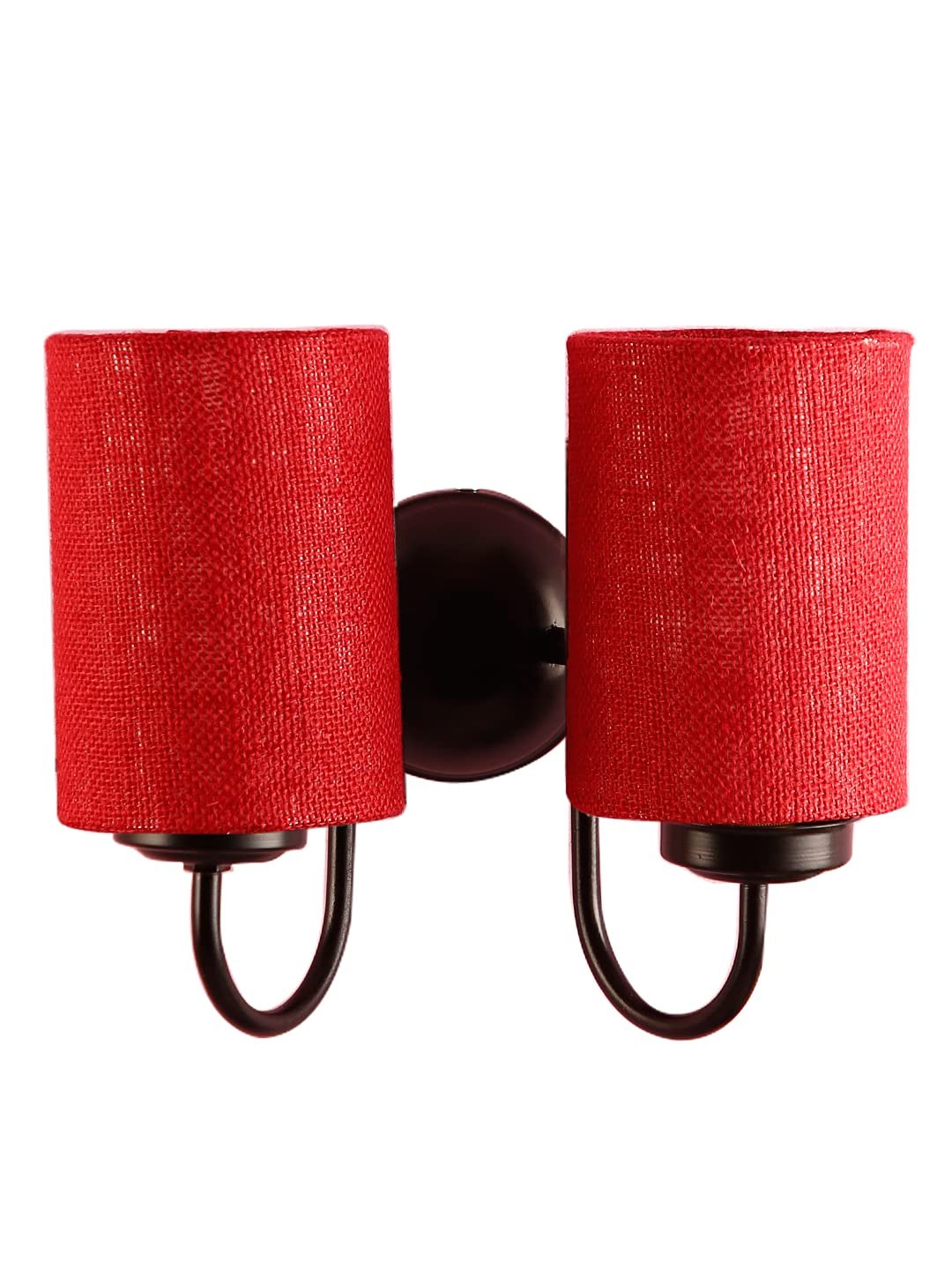 Maroon Jute Double Wall Mounted lamp with Black Base