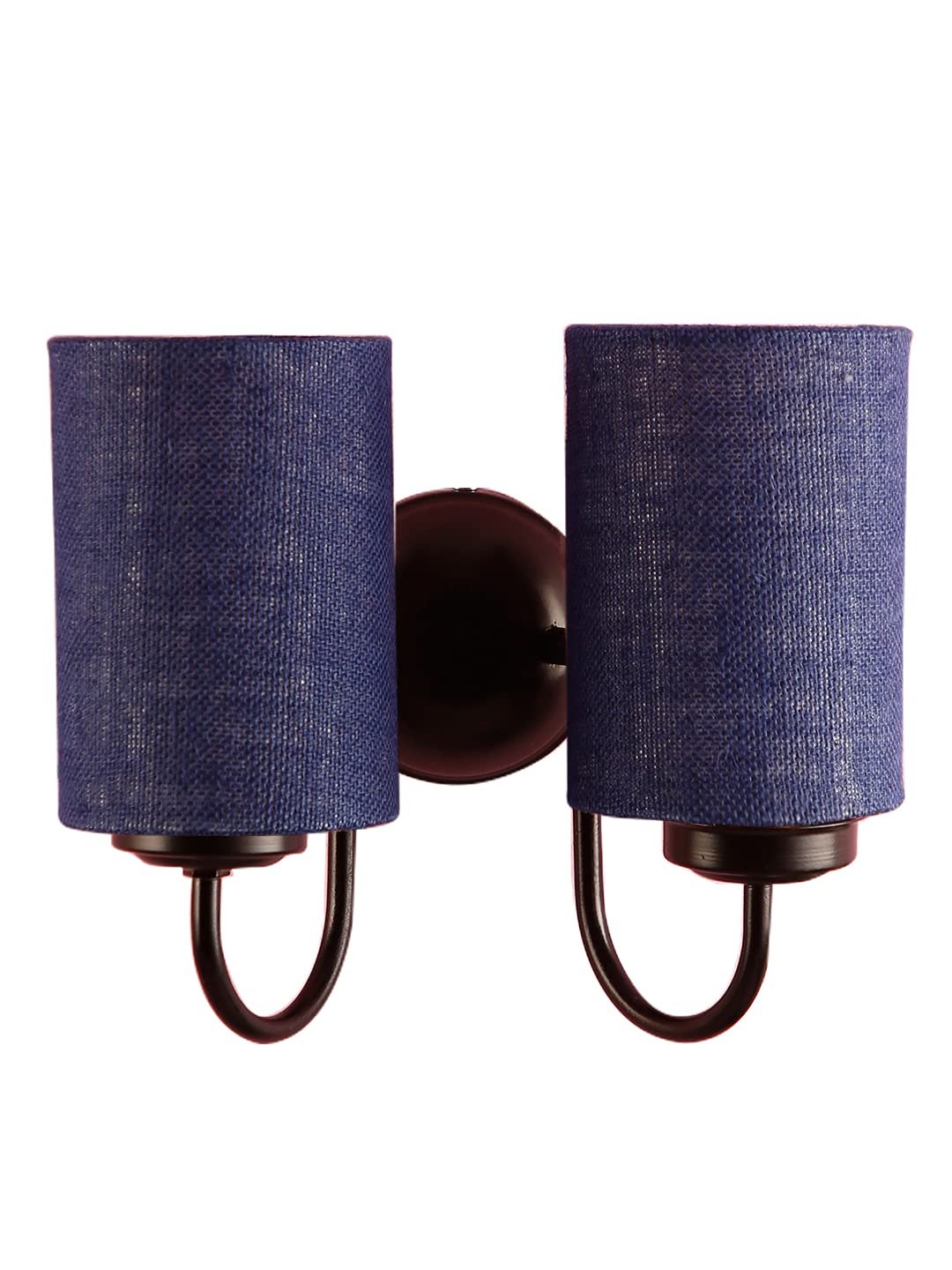 Blue Jute Double Wall Mounted lamp with Black Base