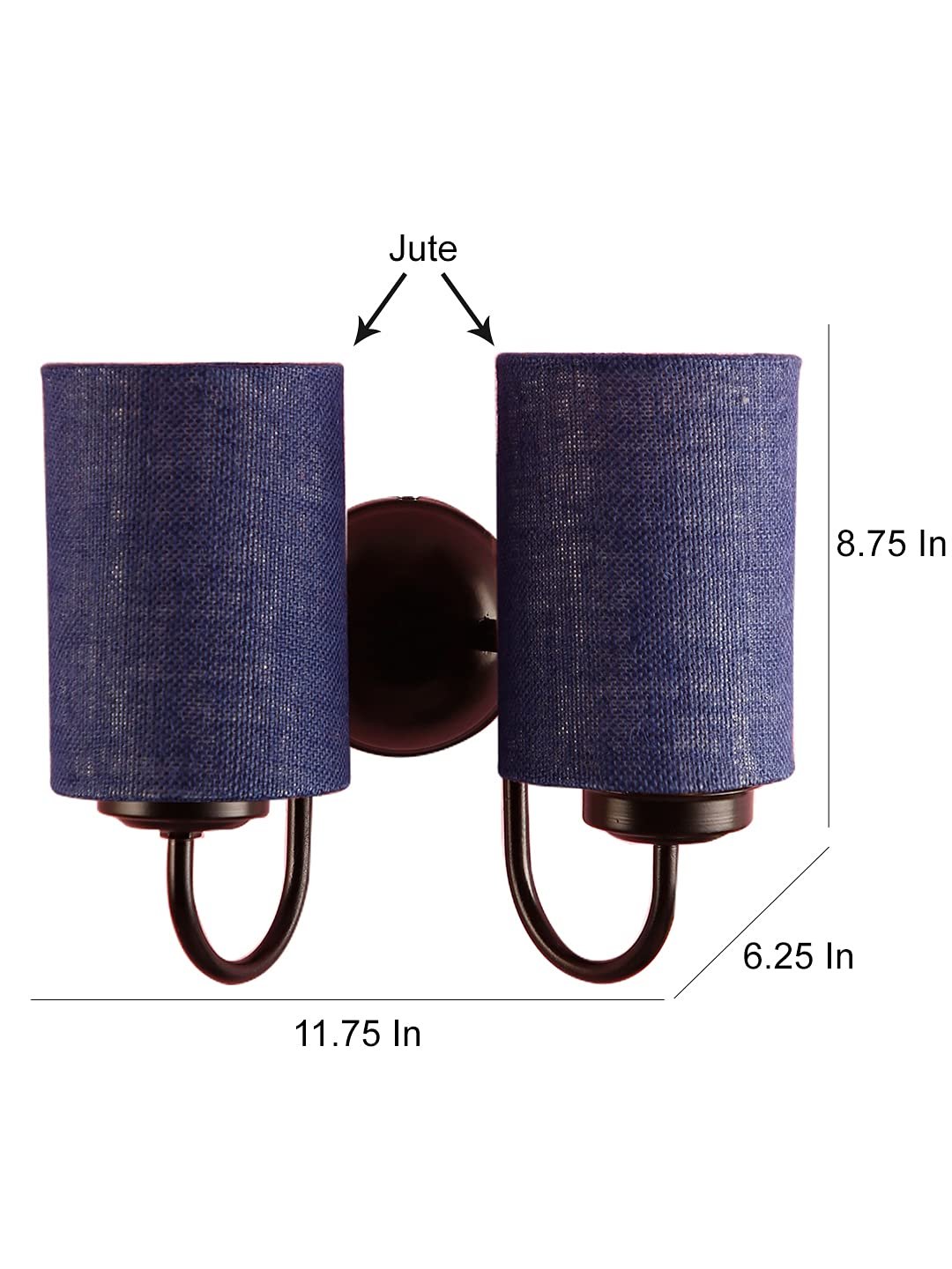 Blue Jute Double Wall Mounted lamp with Black Base