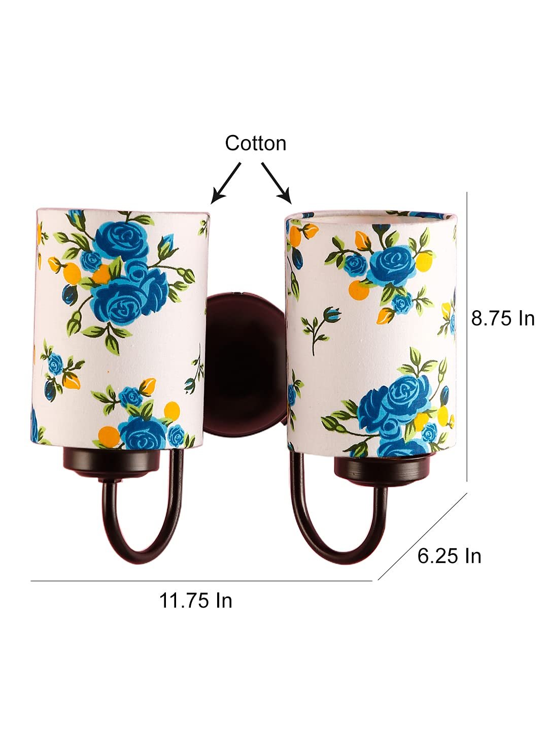 Multicolor Cotton Double Wall Mounted lamp with Black Base,V57
