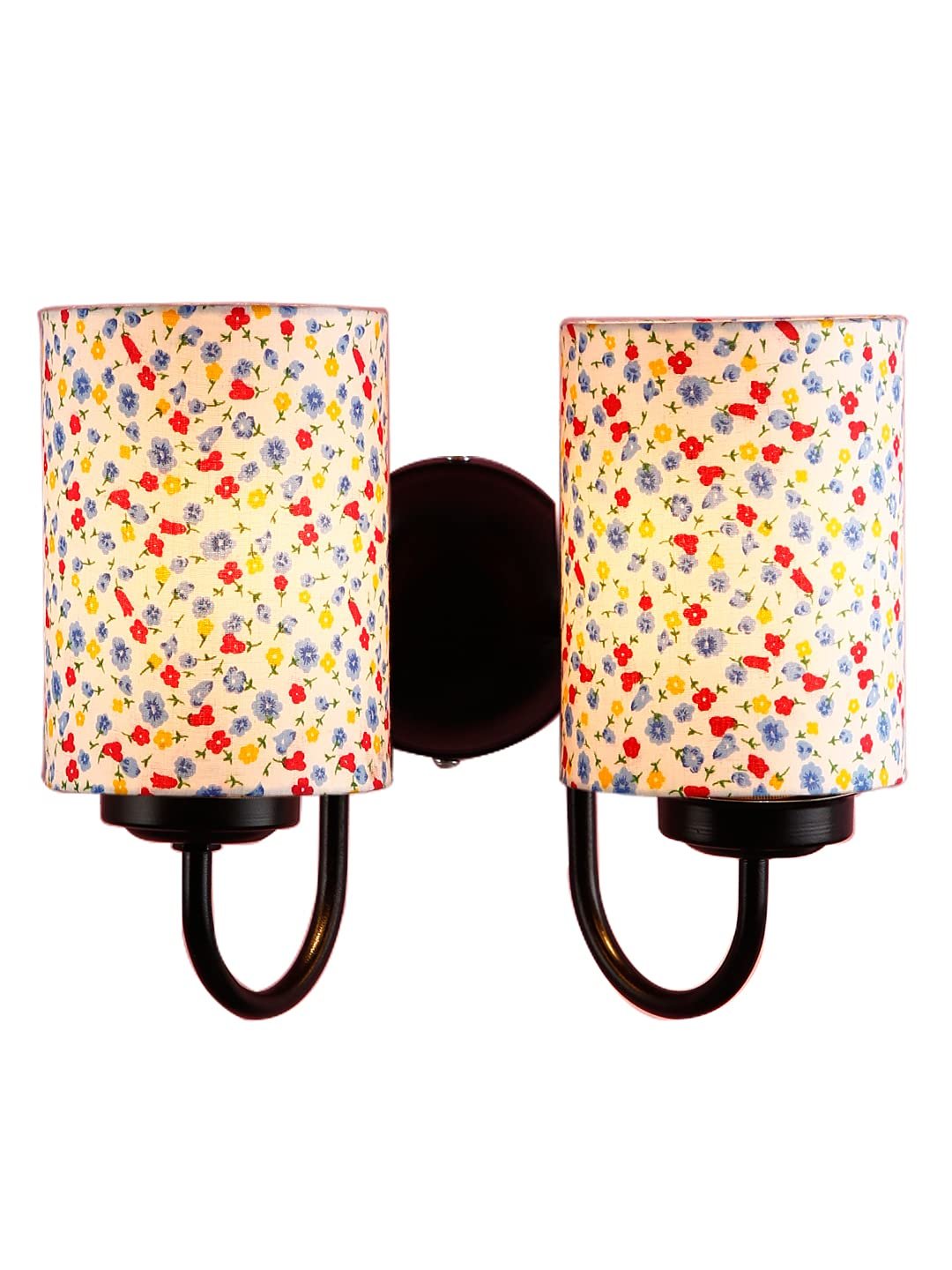 Multicolor Cotton Double Wall Mounted lamp with Black Base,V59