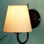 Off-White conical Cotton Wall Mounted lamp with Black Base