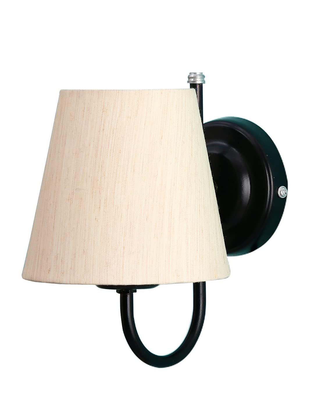 Off-White conical Cotton Wall Mounted lamp with Black Base