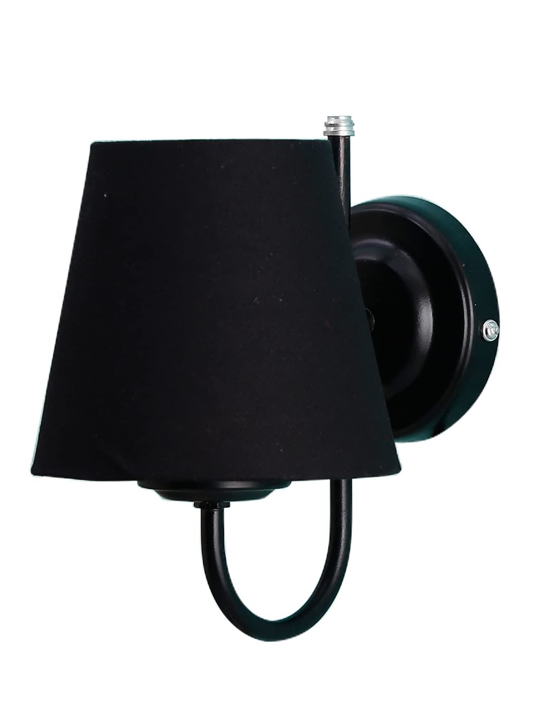 Black conical Cotton Wall Mounted lamp with Black Base