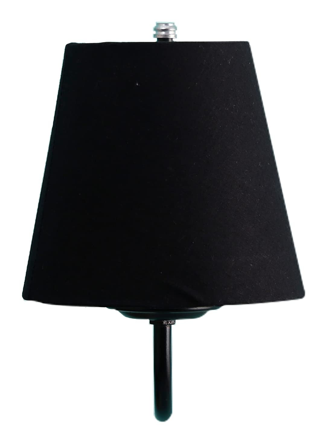 Black conical Cotton Wall Mounted lamp with Black Base