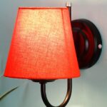 Orange conical Cotton Wall Mounted lamp with Black Base