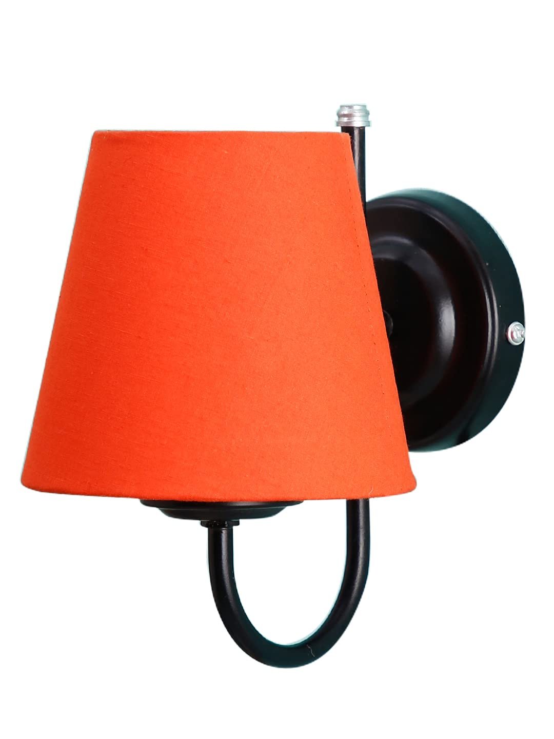 Orange conical Cotton Wall Mounted lamp with Black Base