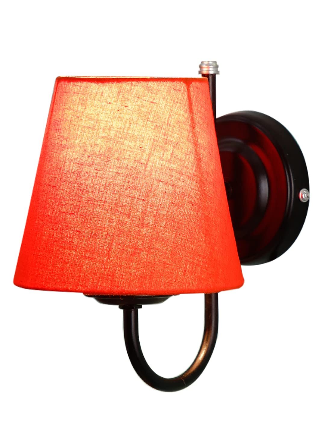 Orange conical Cotton Wall Mounted lamp with Black Base