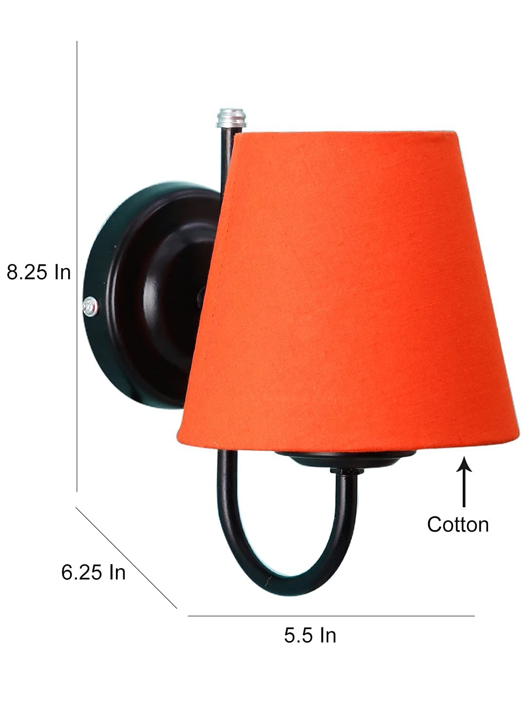 Orange conical Cotton Wall Mounted lamp with Black Base