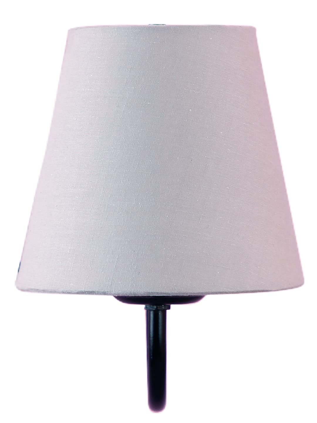 Grey conical Cotton Wall Mounted lamp with Black Base