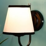 Multicolor conical Cotton Wall Mounted lamp with Black Base,V66