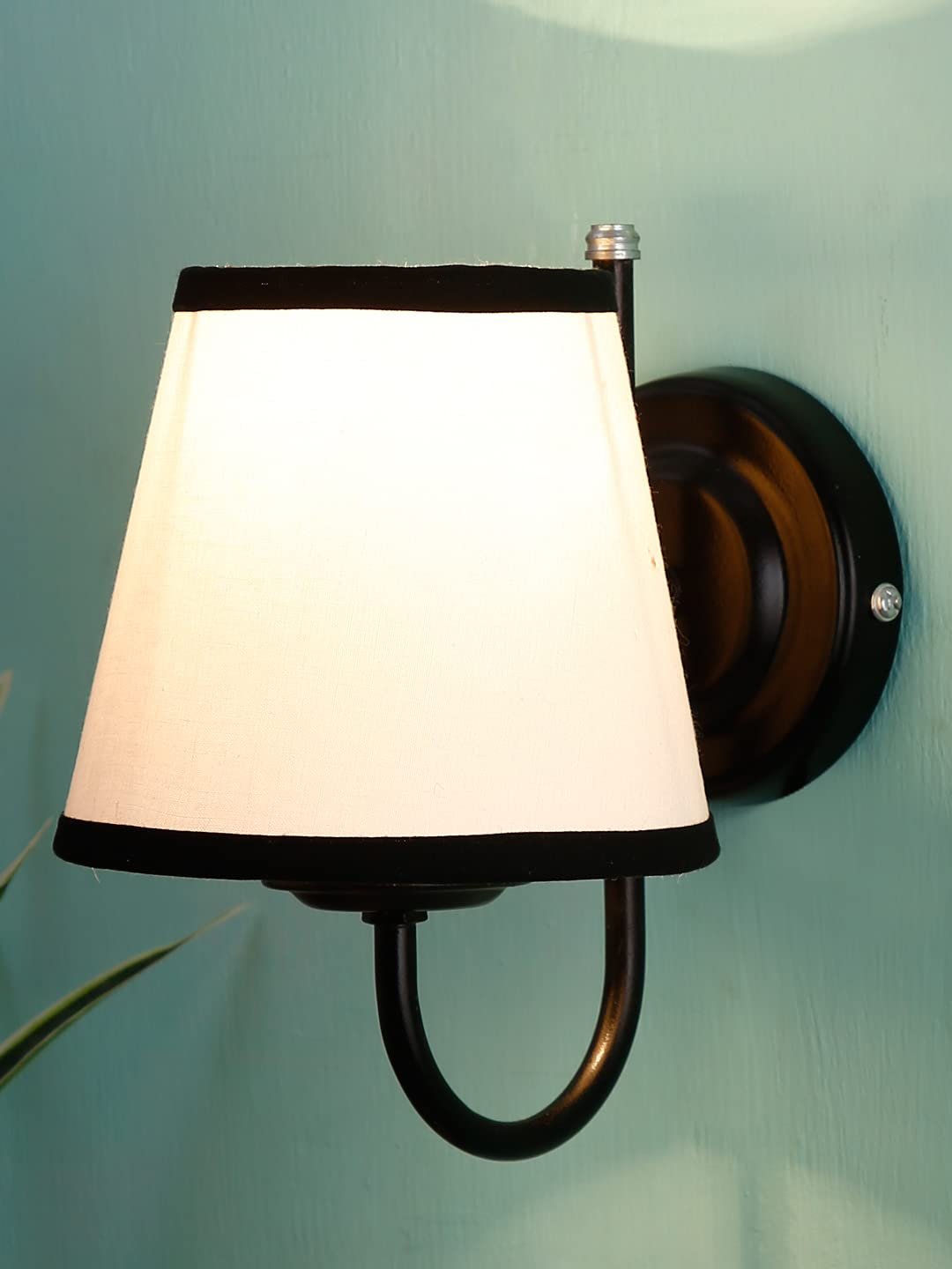 Multicolor conical Cotton Wall Mounted lamp with Black Base,V66