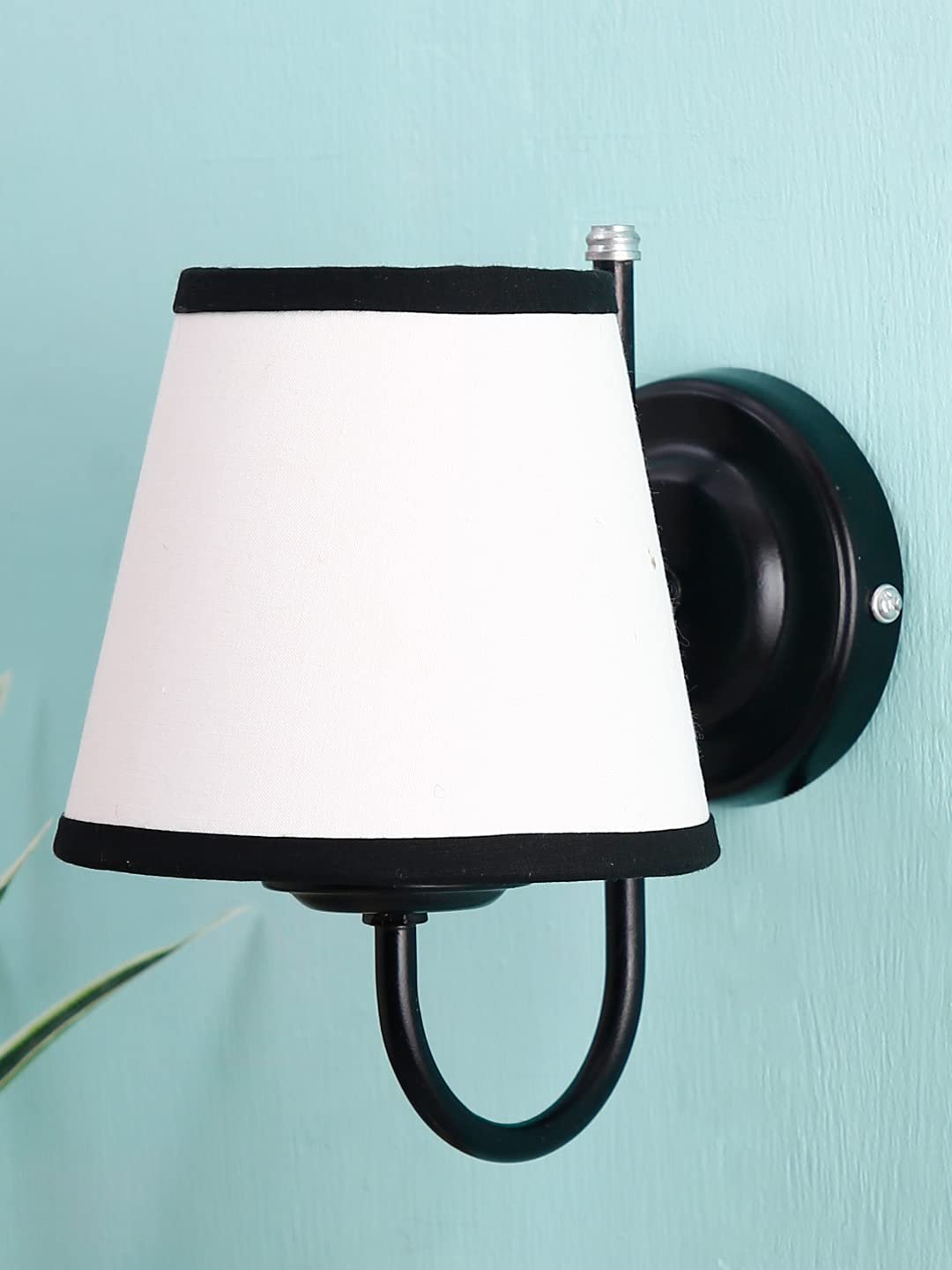 Multicolor conical Cotton Wall Mounted lamp with Black Base,V66