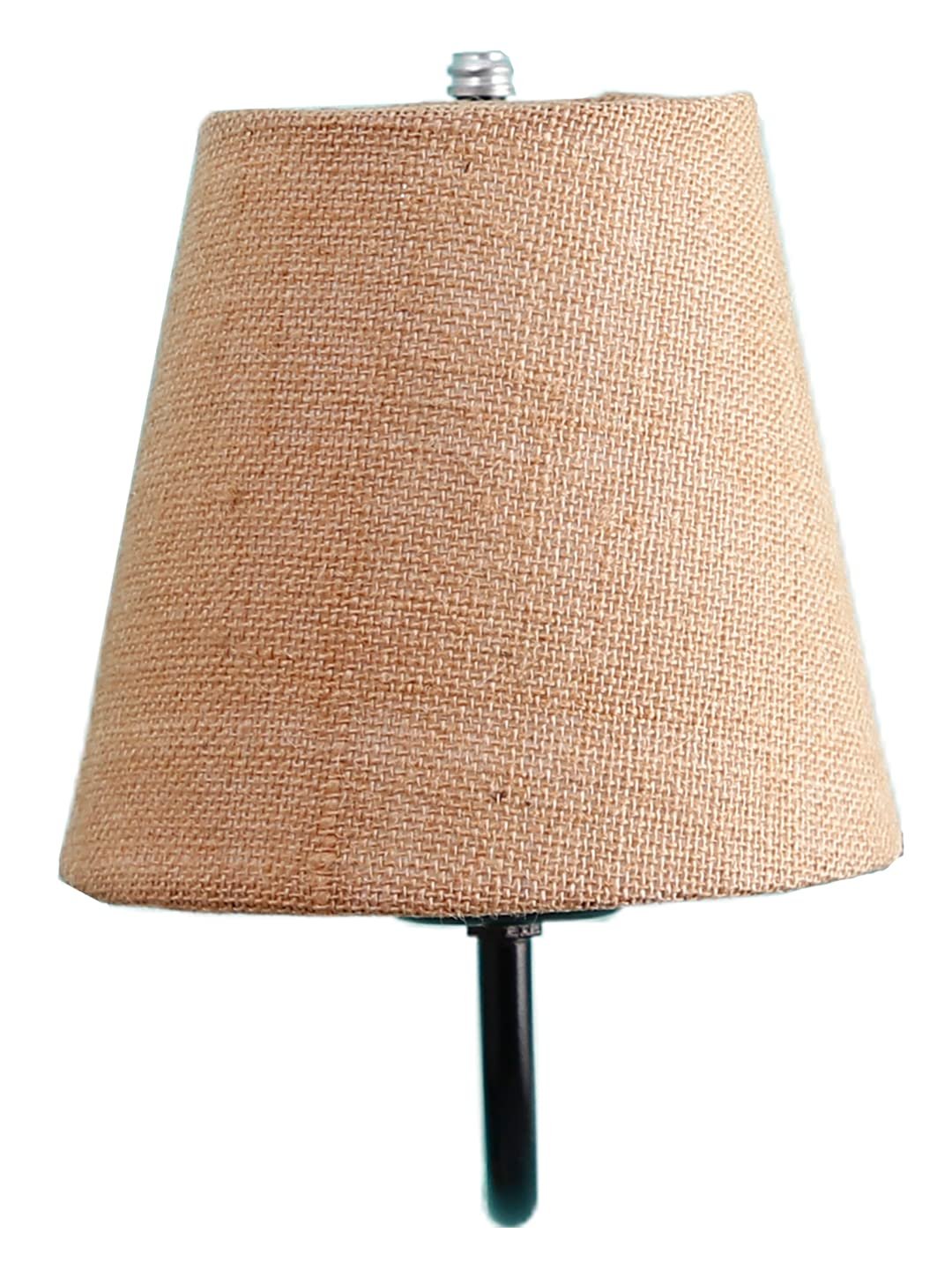 Beige Jute conical Wall Mounted lamp with Black Base