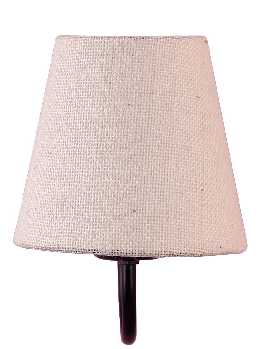 White Jute conical Wall Mounted lamp with Black Base