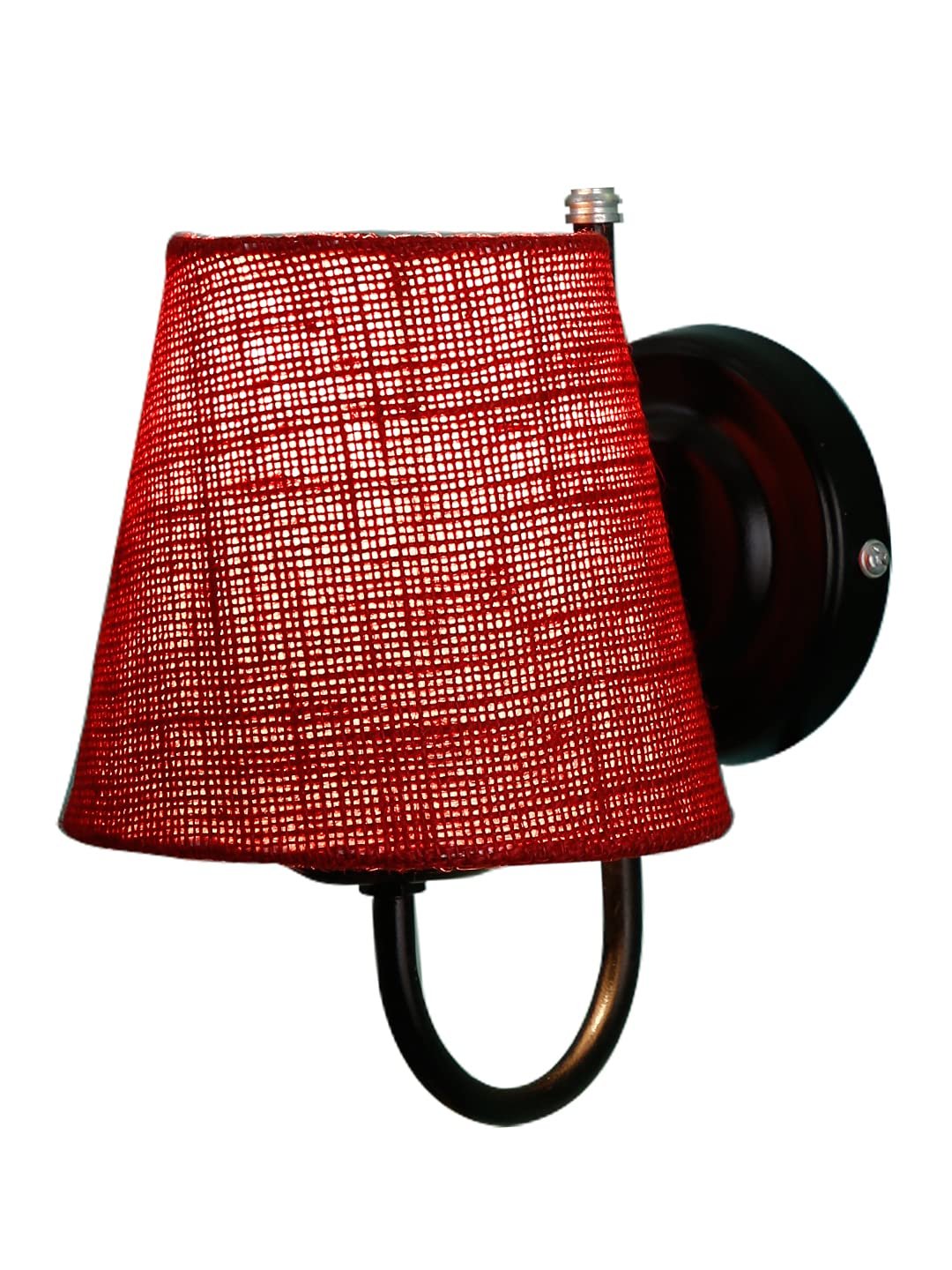 Maroon Jute conical Wall Mounted lamp with Black Base