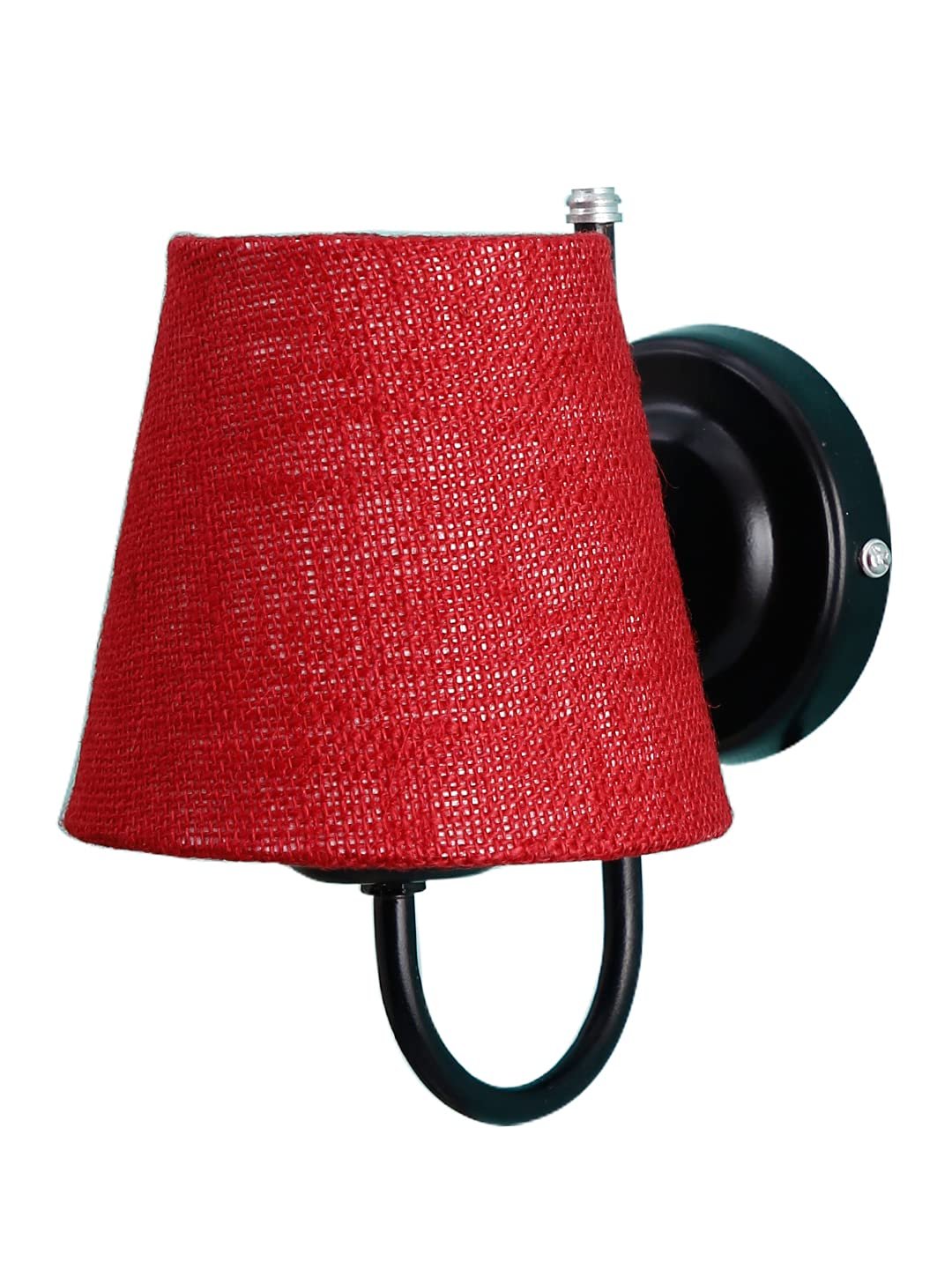 Maroon Jute conical Wall Mounted lamp with Black Base