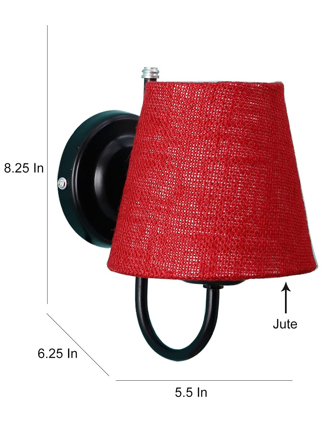 Maroon Jute conical Wall Mounted lamp with Black Base
