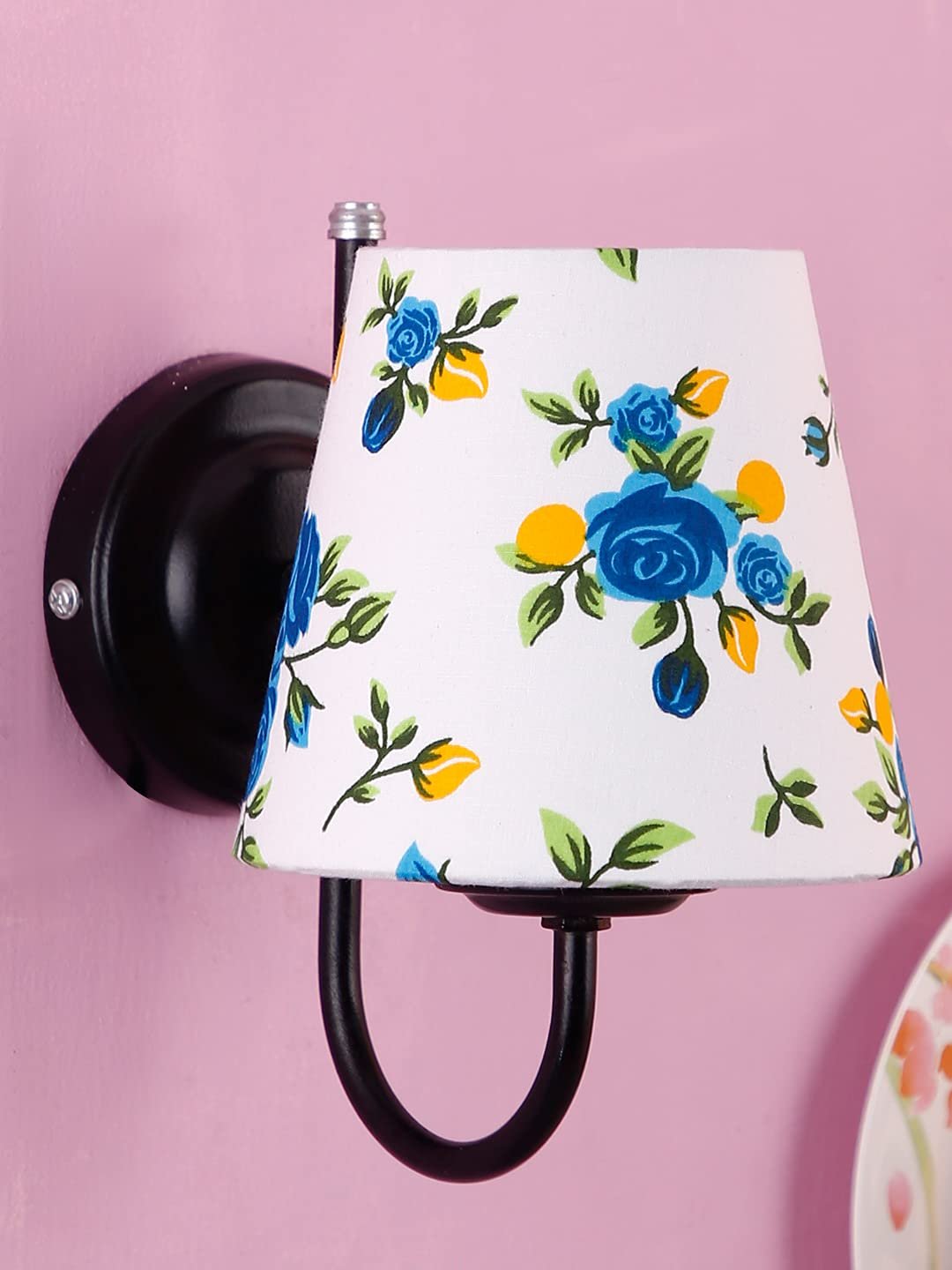 Multicolor conical Cotton Wall Mounted lamp with Black Base,V72