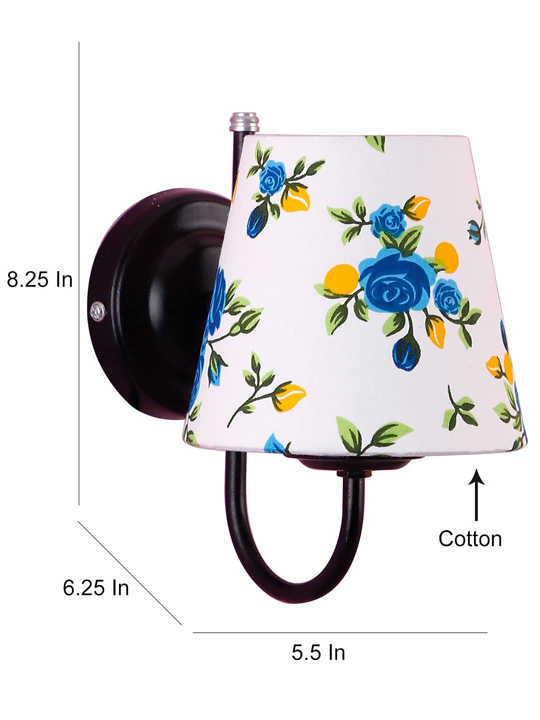 Multicolor conical Cotton Wall Mounted lamp with Black Base,V72