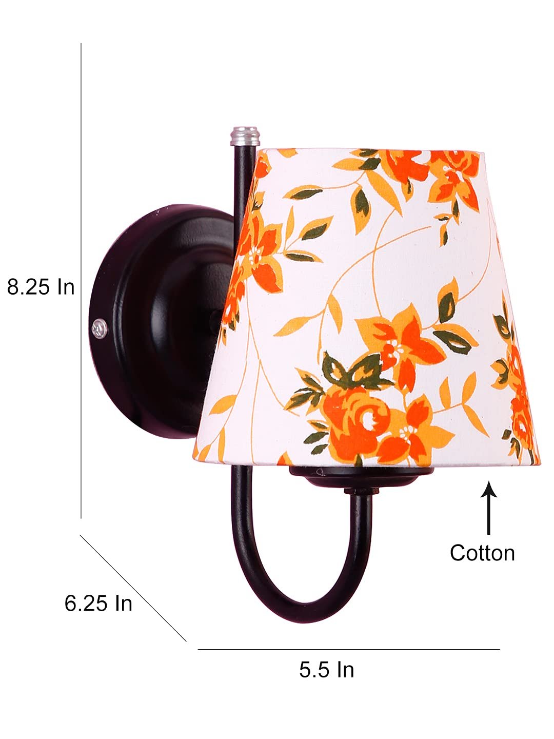 Multicolor conical Cotton Wall Mounted lamp with Black Base,V73