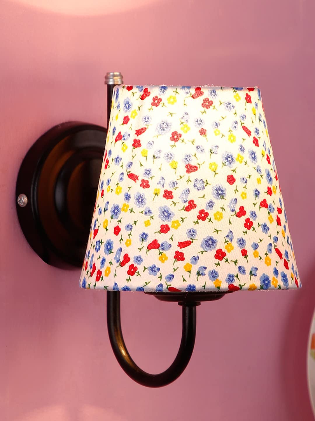 Multicolor conical Cotton Wall Mounted lamp with Black Base,V74