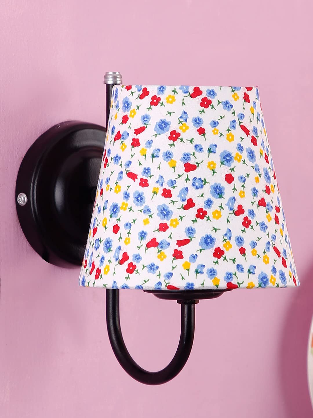 Multicolor conical Cotton Wall Mounted lamp with Black Base,V74