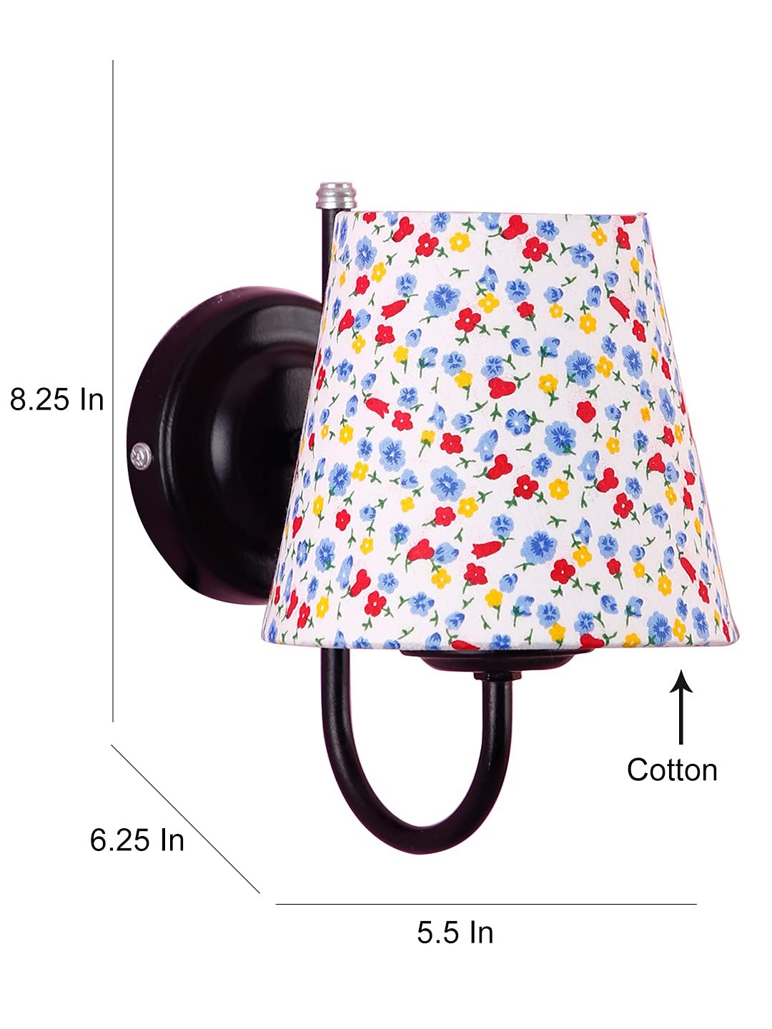 Multicolor conical Cotton Wall Mounted lamp with Black Base,V74