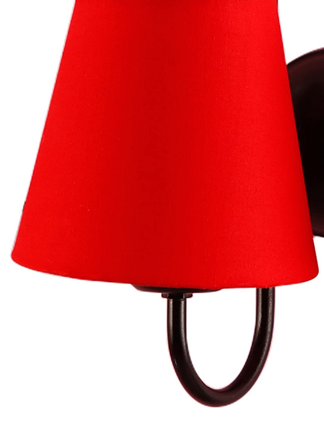 Red conical Cotton Double Wall Mounted lamp with Black Base