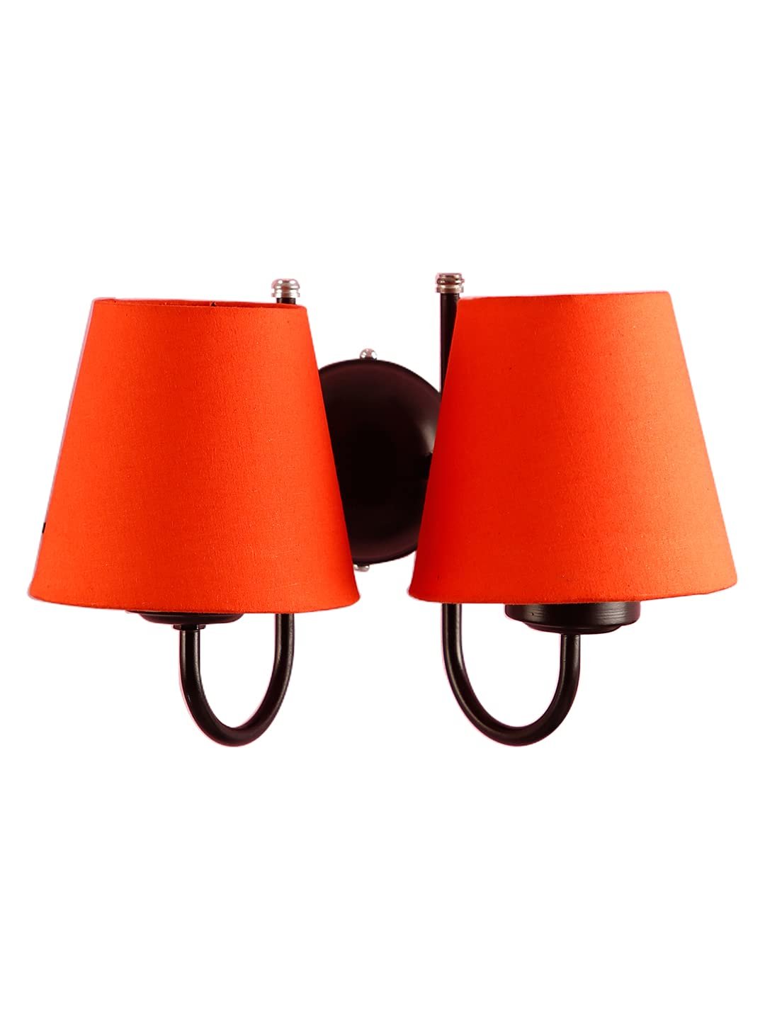 Orange conical Cotton Double Wall Mounted lamp with Black Base