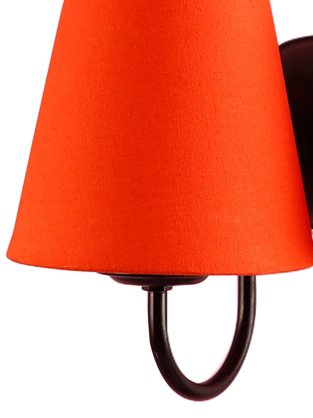 Orange conical Cotton Double Wall Mounted lamp with Black Base