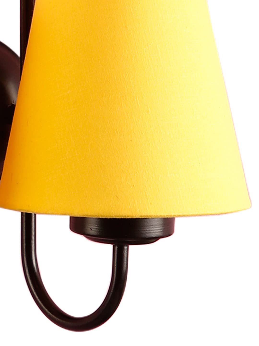 Yellow conical Cotton Double Wall Mounted lamp with Black Base
