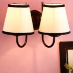 Multicolor conical Cotton Double Wall Mounted lamp with Black Base,V81