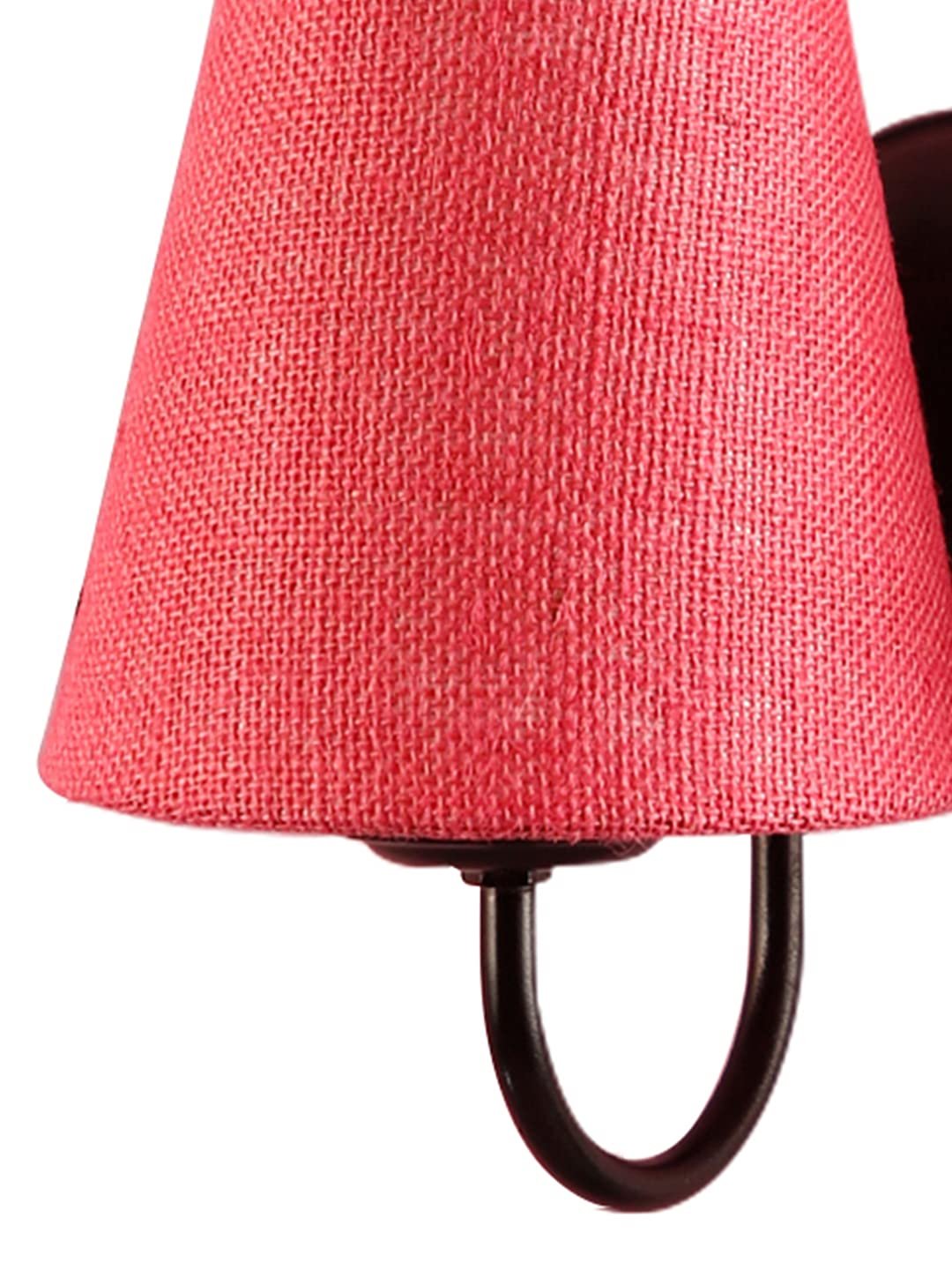 Pink Jute conical Double Wall Mounted lamp with Black Base