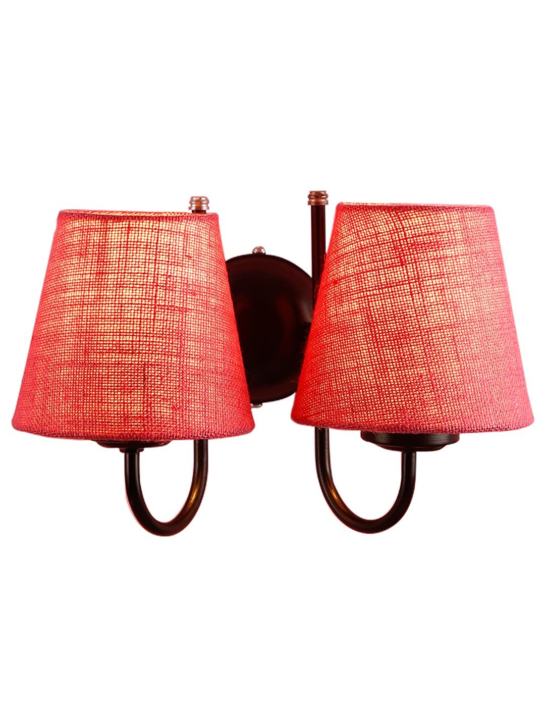 Pink Jute conical Double Wall Mounted lamp with Black Base