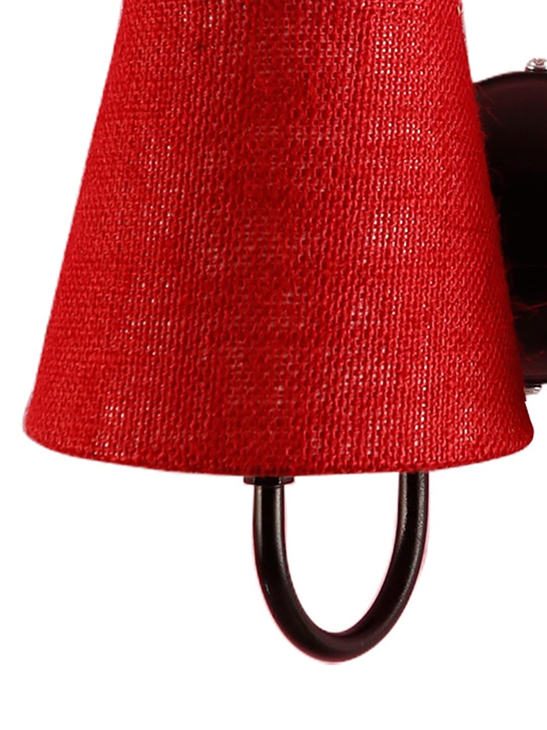 Maroon Jute conical Double Wall Mounted lamp with Black Base