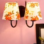 Multicolor conical Cotton Double Wall Mounted lamp with Black Base,V88