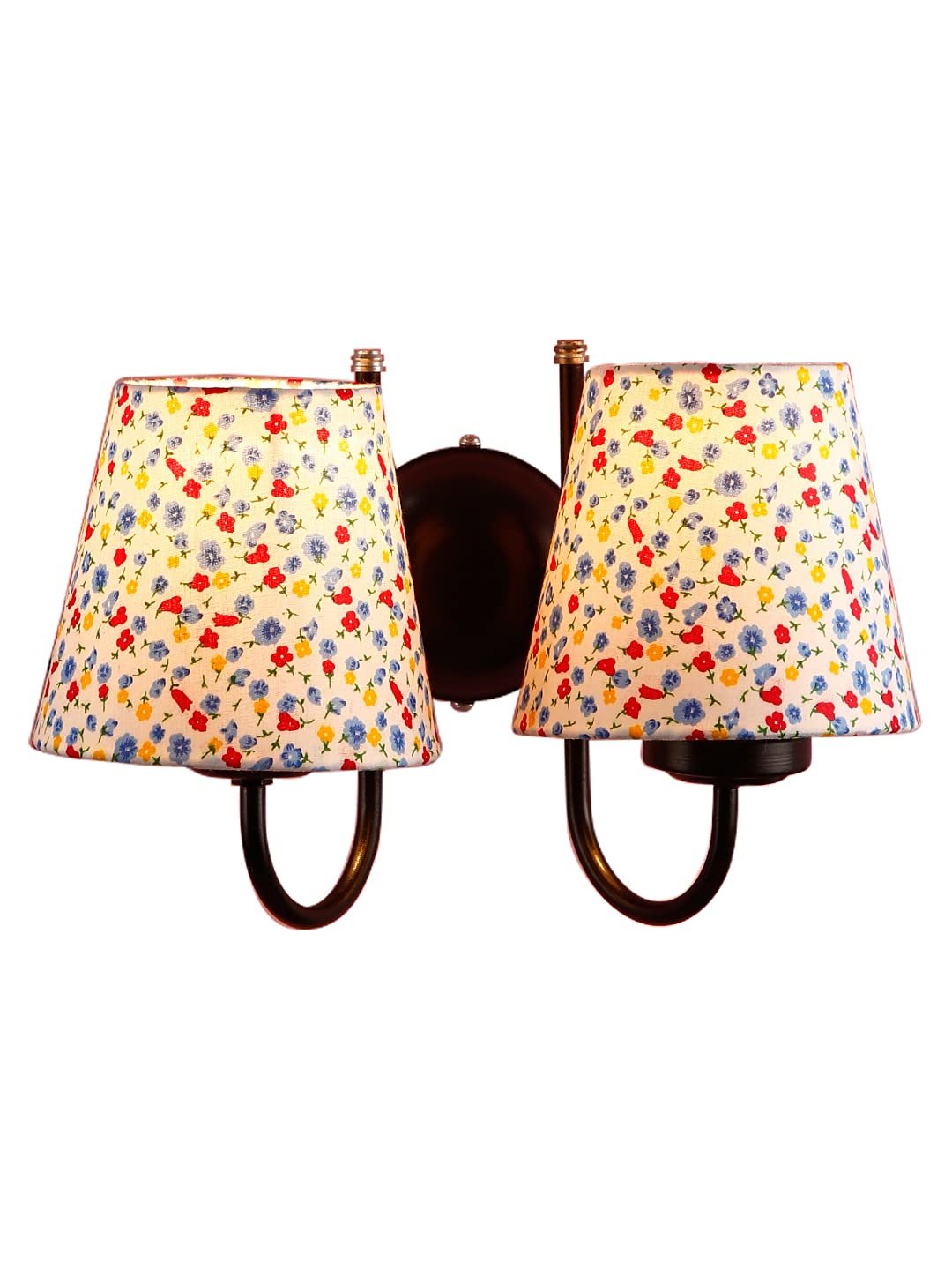 Multicolor conical Cotton Double Wall Mounted lamp with Black Base,V89