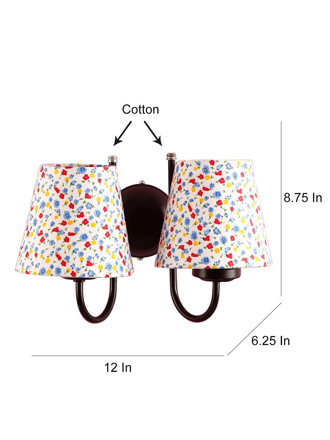 Multicolor conical Cotton Double Wall Mounted lamp with Black Base,V89