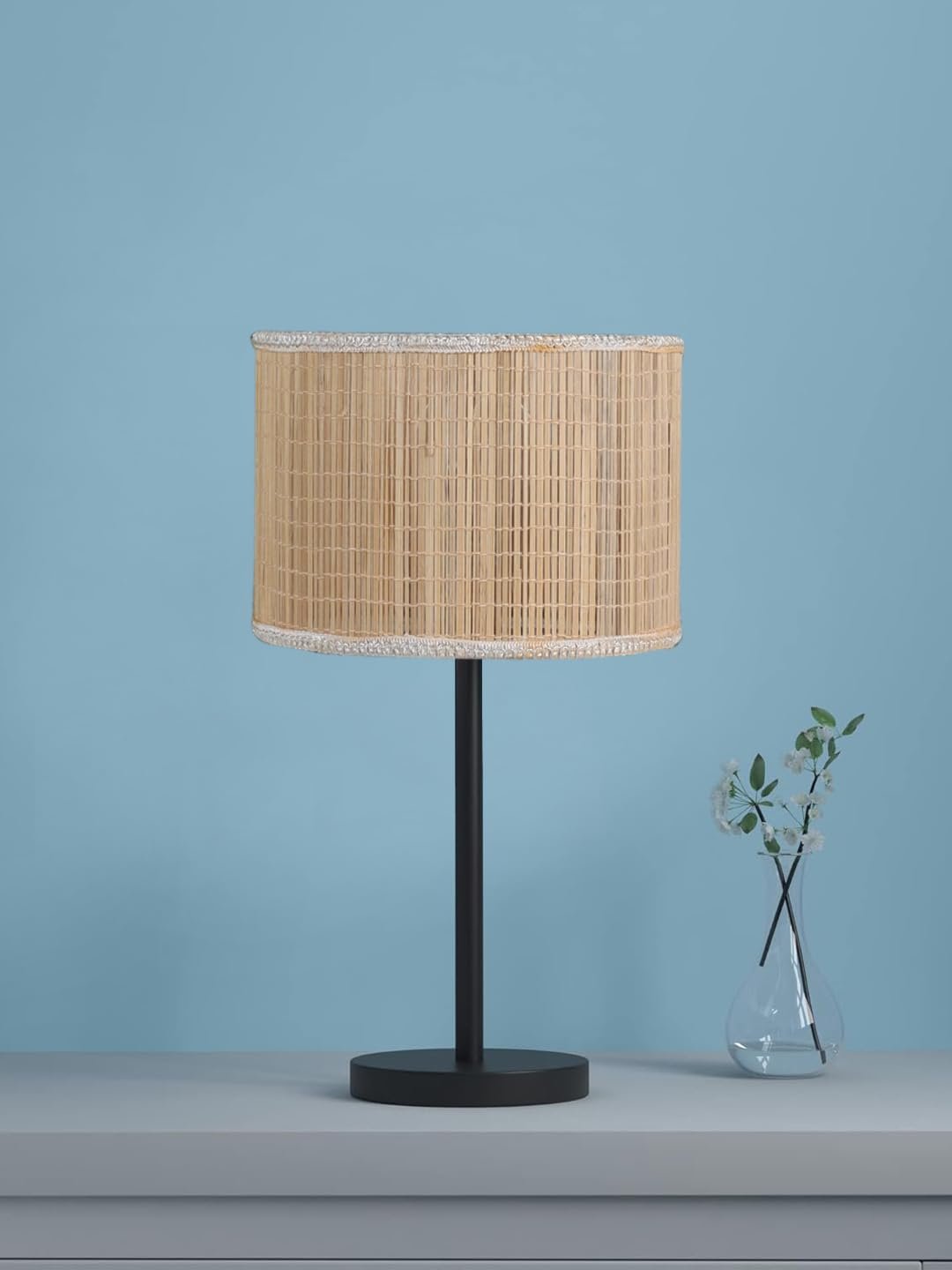 Black Night Table Lamp for Bedroom | Elegant Bedside Lamp with Warm LED Light & Stylish Design - Model VD23