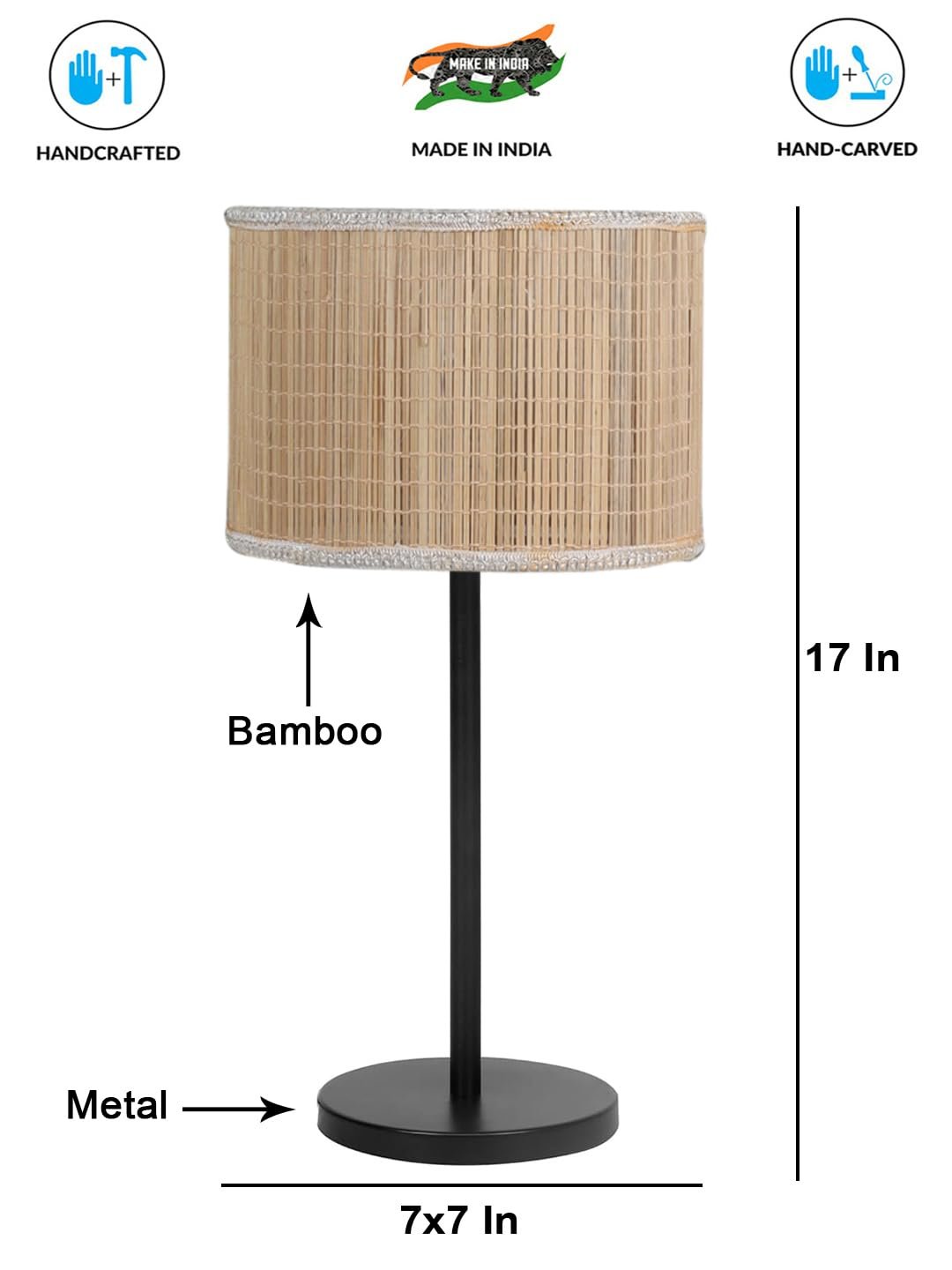 Black Night Table Lamp for Bedroom | Elegant Bedside Lamp with Warm LED Light & Stylish Design - Model VD23