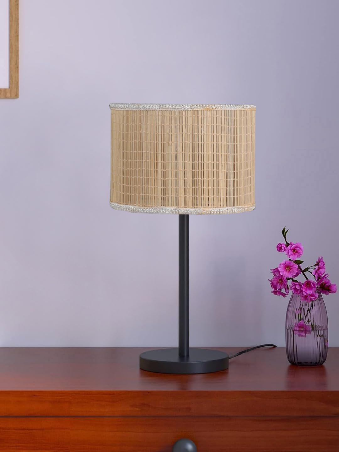 Black Night Table Lamp for Bedroom | Elegant Bedside Lamp with Warm LED Light & Stylish Design - Model VD23