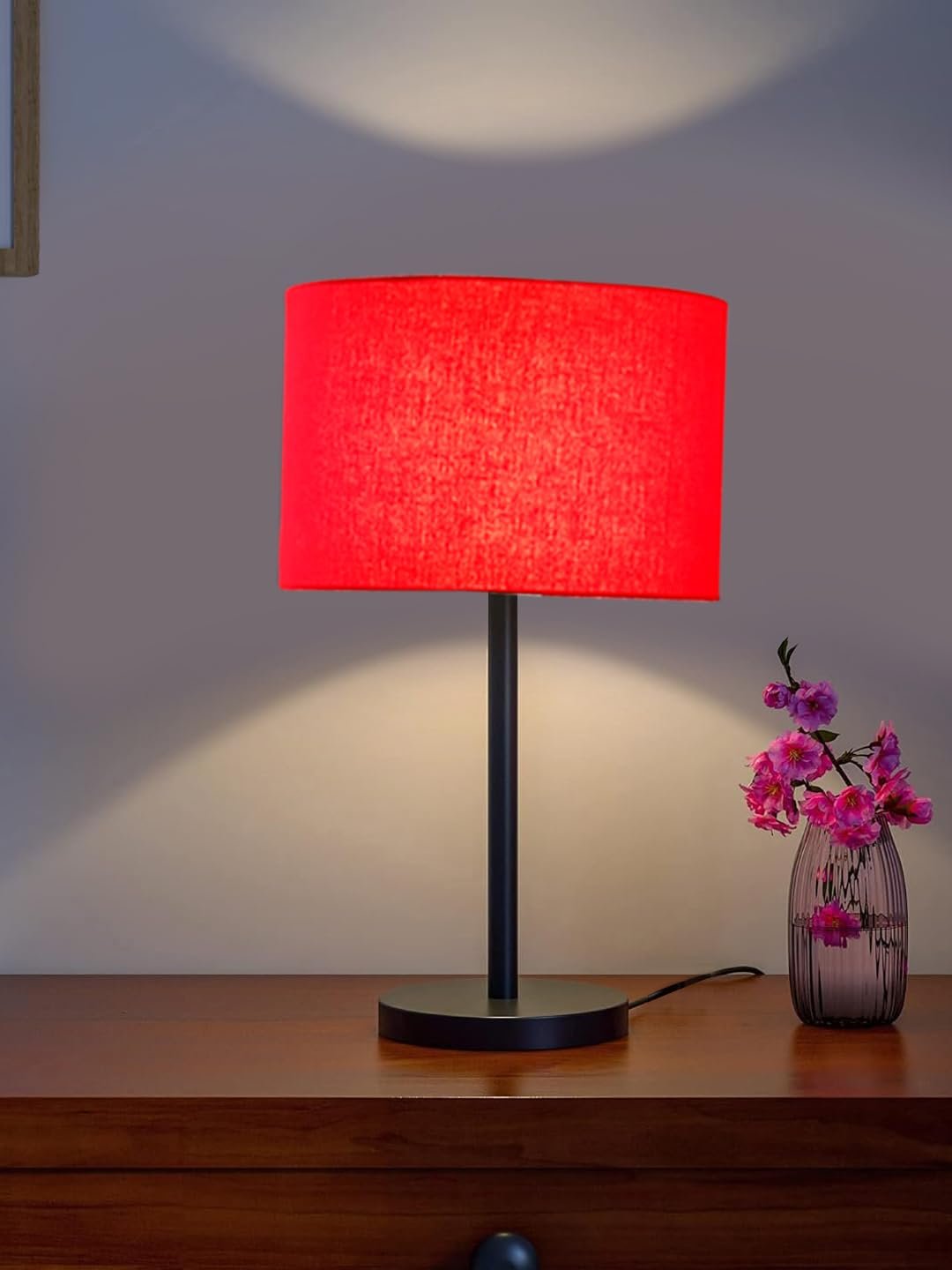 Black Night Table Lamp for Bedroom | Elegant Bedside Lamp with Warm LED Light & Stylish Design - Model VD26