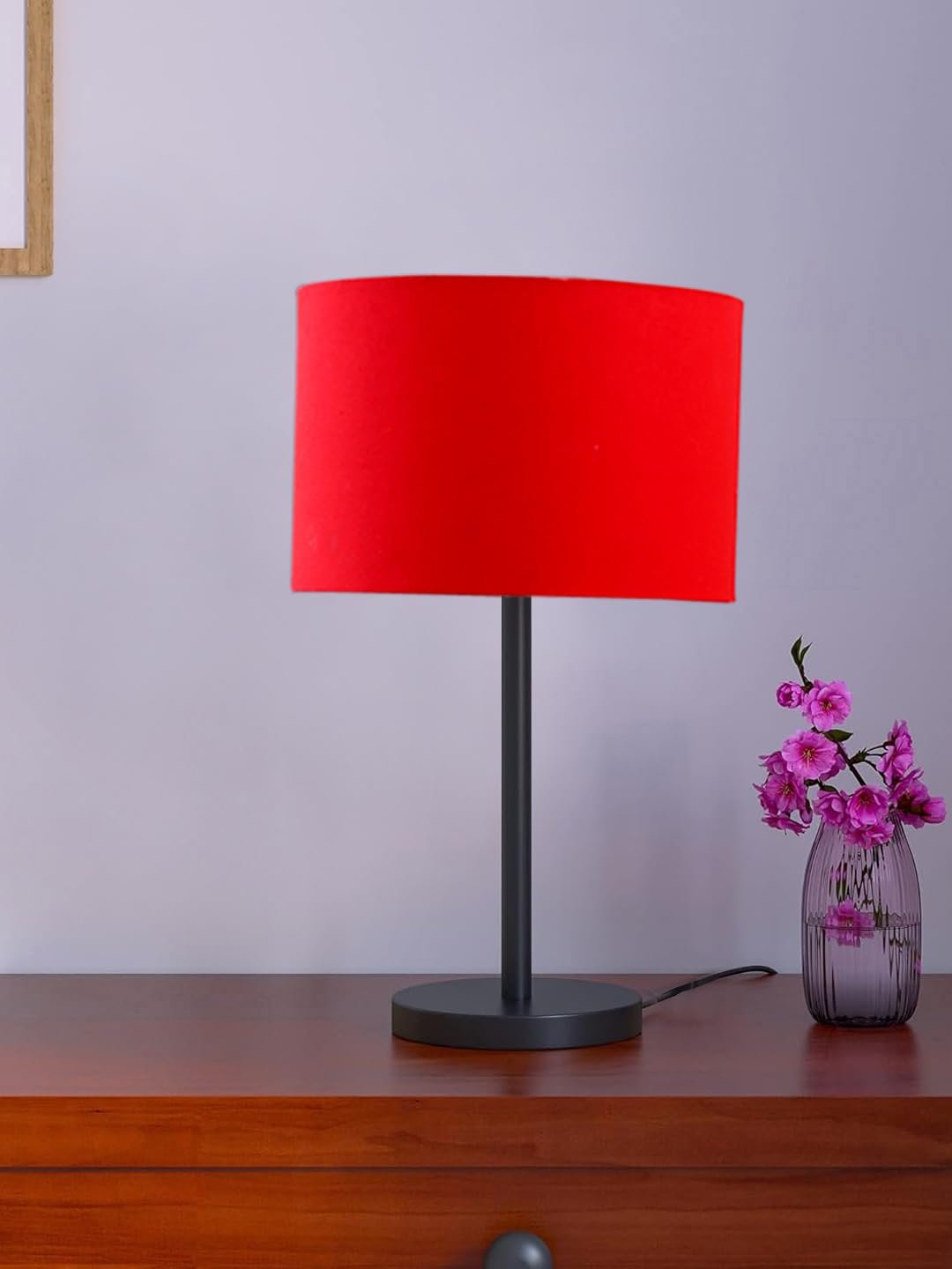 Black Night Table Lamp for Bedroom | Elegant Bedside Lamp with Warm LED Light & Stylish Design - Model VD26