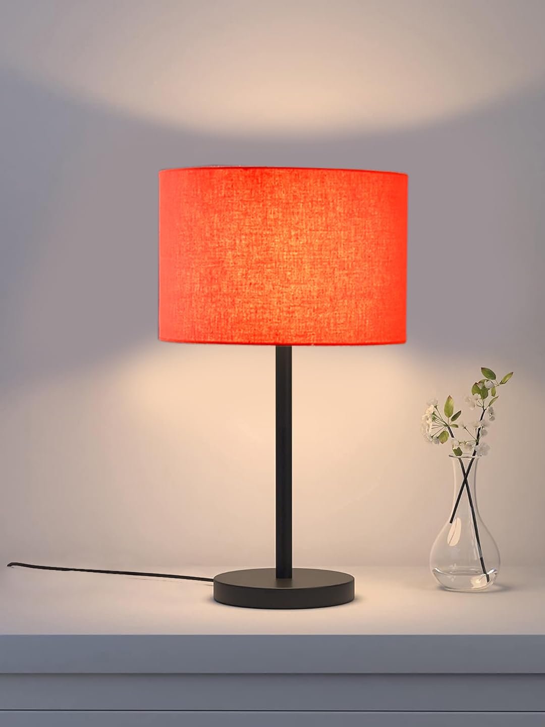 Black Night Table Lamp for Bedroom | Elegant Bedside Lamp with Warm LED Light & Stylish Design - Model VD27