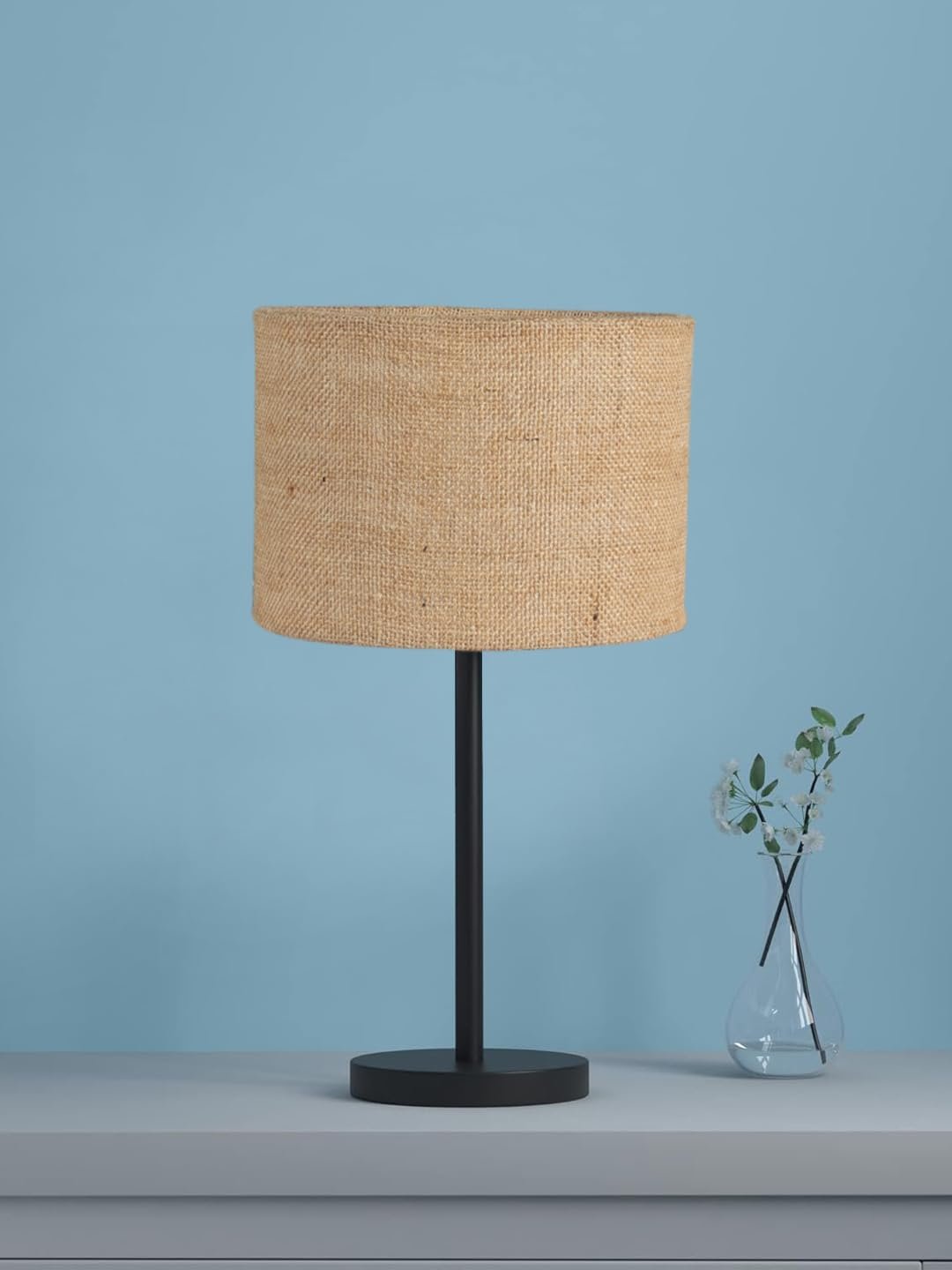 Black Night Table Lamp for Bedroom | Elegant Bedside Lamp with Warm LED Light & Stylish Design - Model VD31